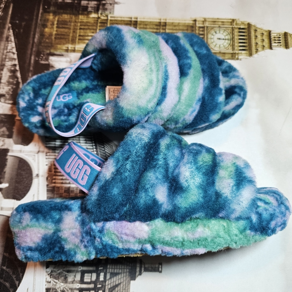 UGG Australia slide sandals Marble Aquatic Blue Turquoise women's size 10 no box